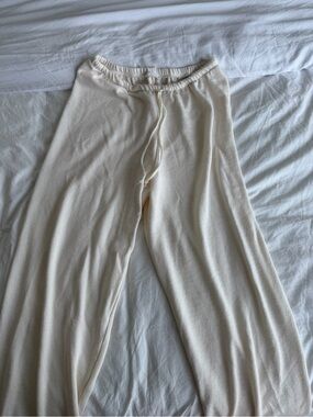 Zara Cream Knit Wide-Leg Lounge Pants